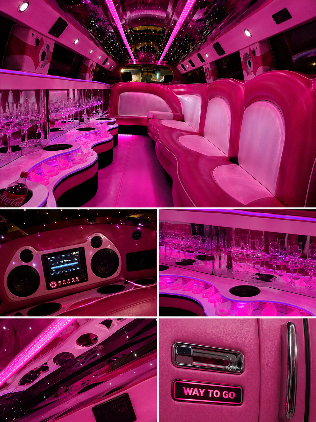 Composição com detalhes do interior da limousine